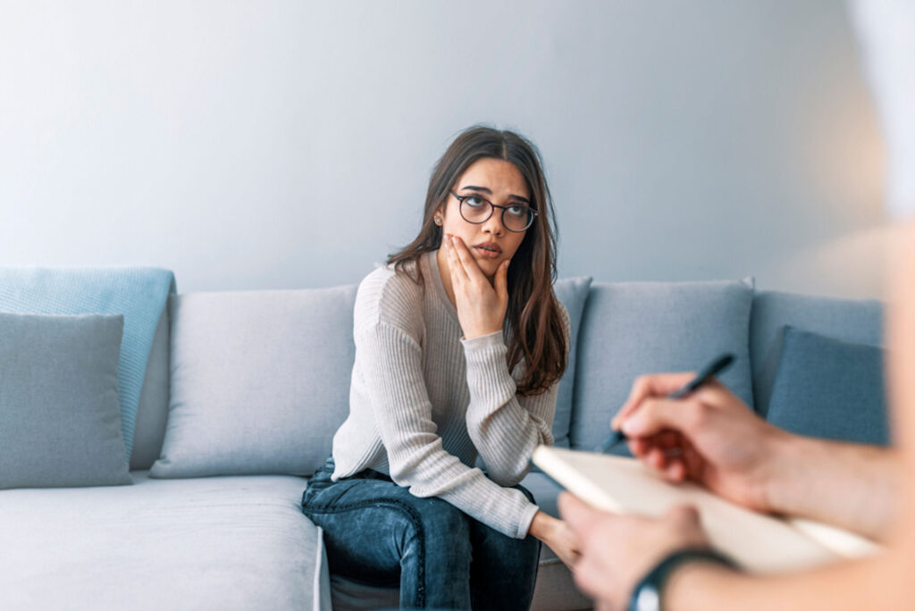 young woman in therapy for mental health treatment
