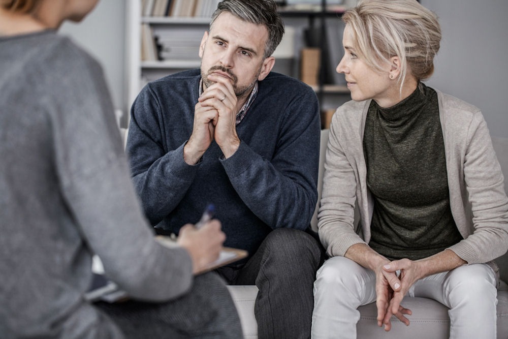 opioid-abuse-treatment Heterosexual couple discussing opioid addiction in couples counseling